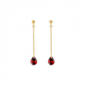 紅(hóng)锆石銅耳環