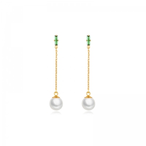 锆石珍珠銅耳環